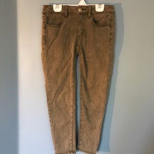 Olive green cropped jeggings